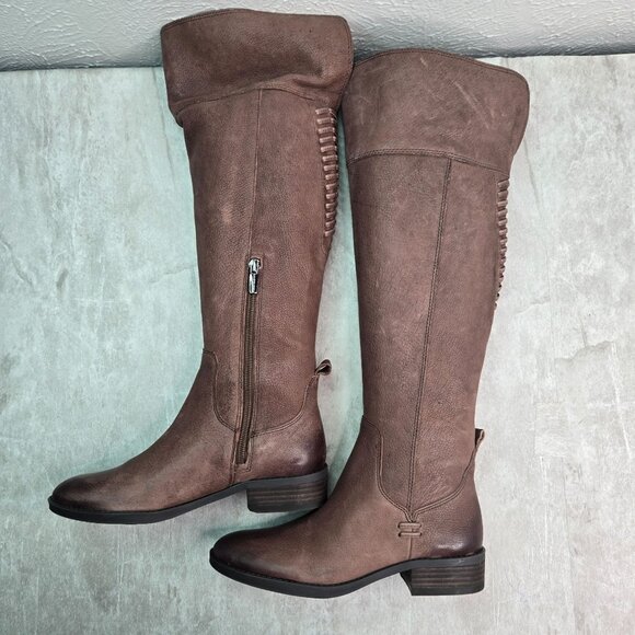 Vince Camuto Equestrian Boots Sz 5 Brown Leather Knee High Tall Western Riding - Picture 6 of 12